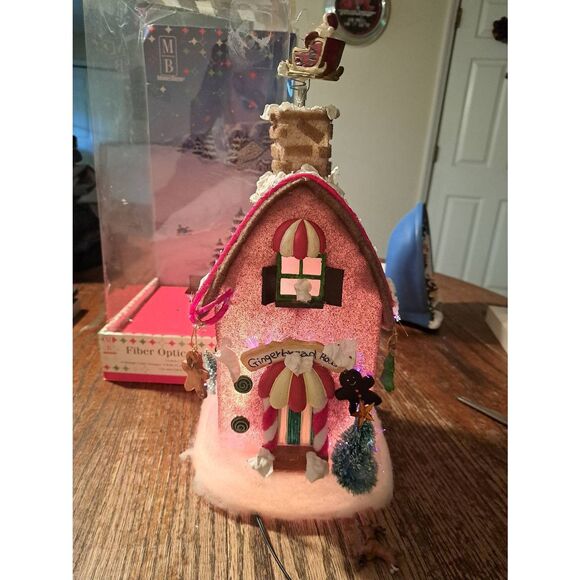 MerryBrite Fiber Optic Snow House Light Up Santa Reindeer Christmas Holiday 14" - Picture 2 of 12